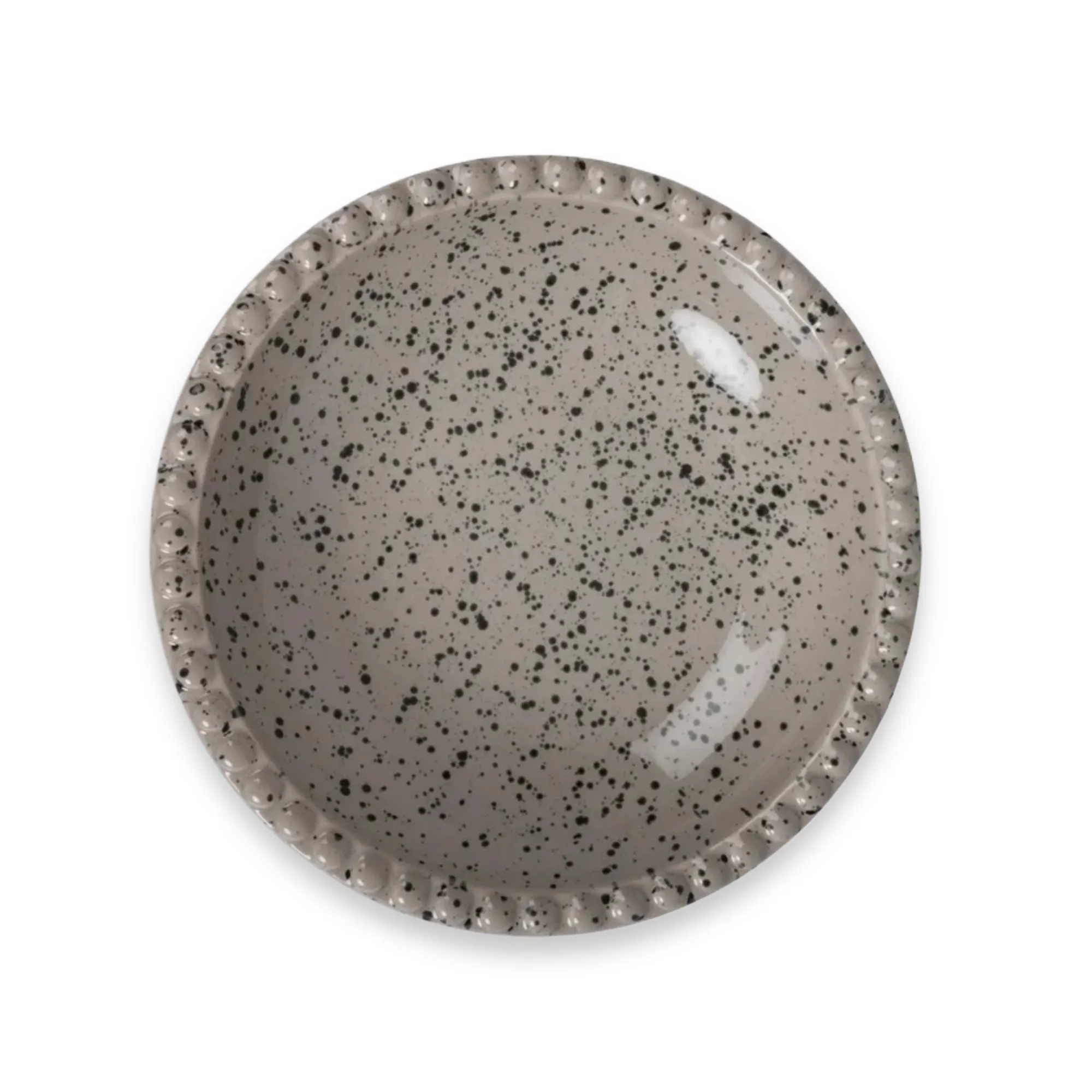 talerz, ceramiczny, kropkowany, beżowy, kielichowy