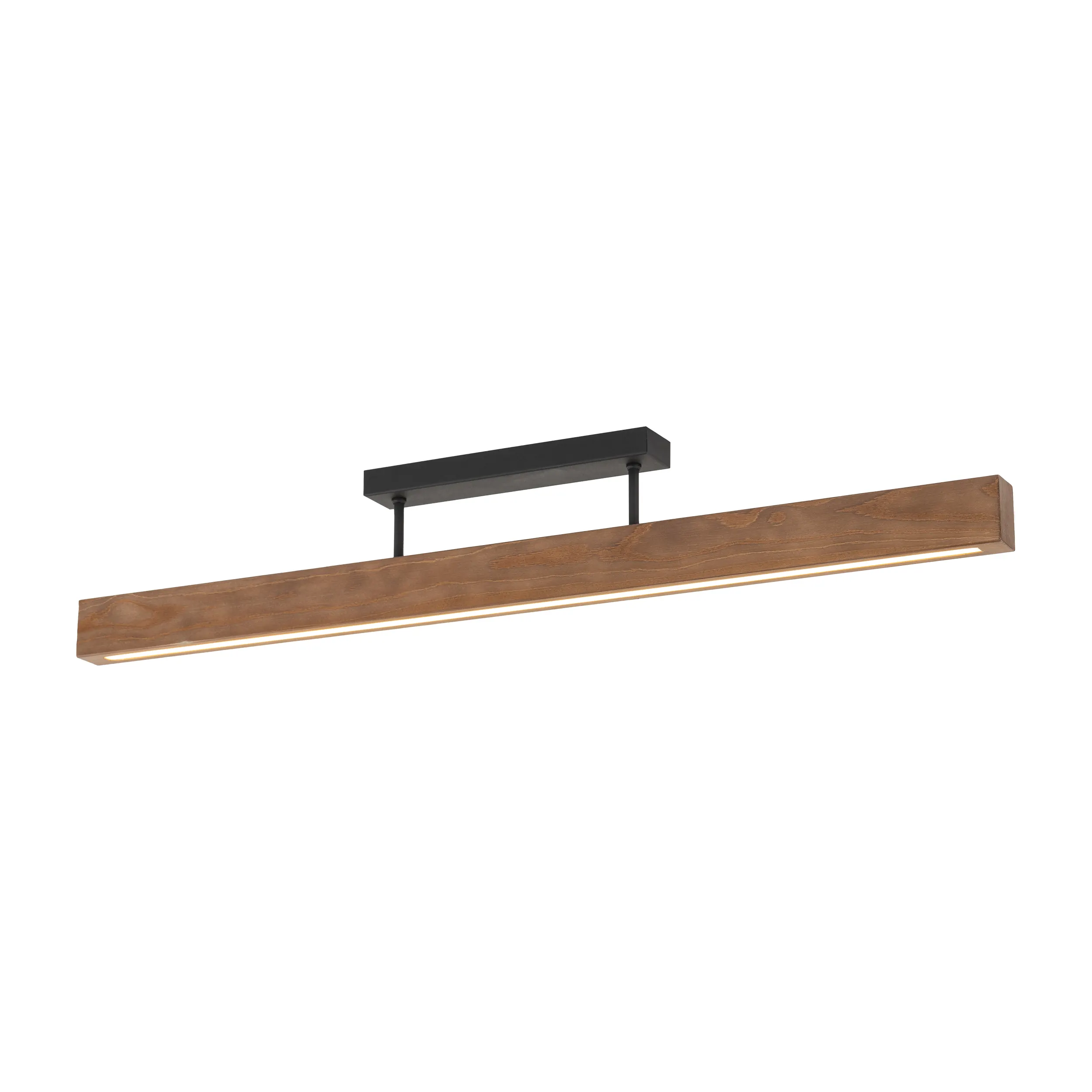 Lampa sufitowa TEO LED orzech drewniana na czarnej metalowej listwie 96x16x5cm - TK_6614