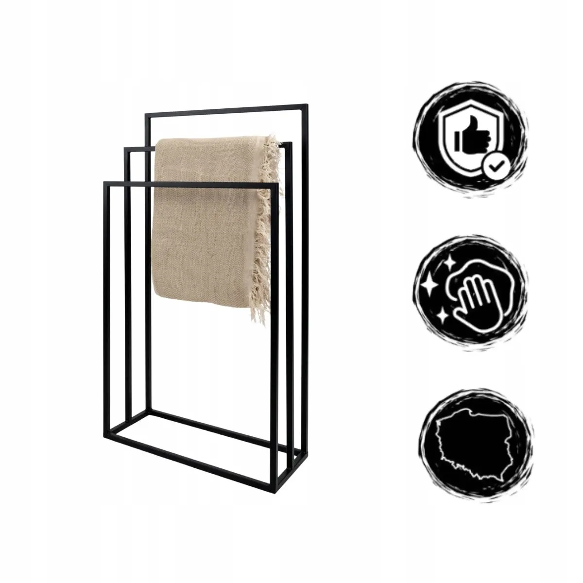 Stojak na ręczniki metalowy NANCY L czarny - LD_TZ000054