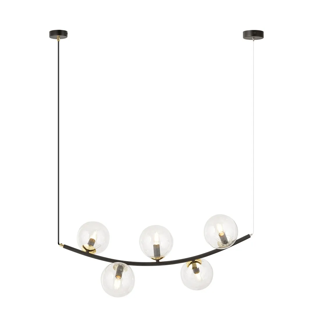 Lampa wisząca RITZ 5  czarny złoty transparentny — zdjęcie 2