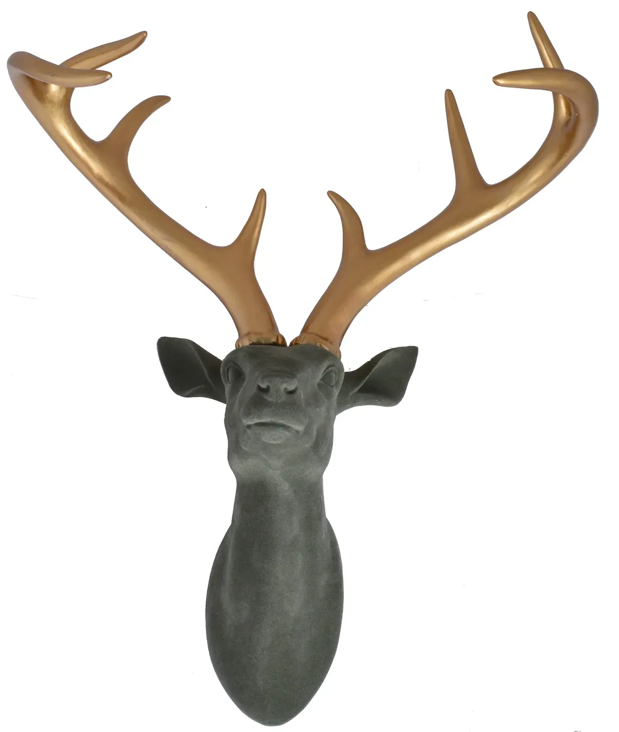 Zamszowa GŁOWA RENIFERA zielona