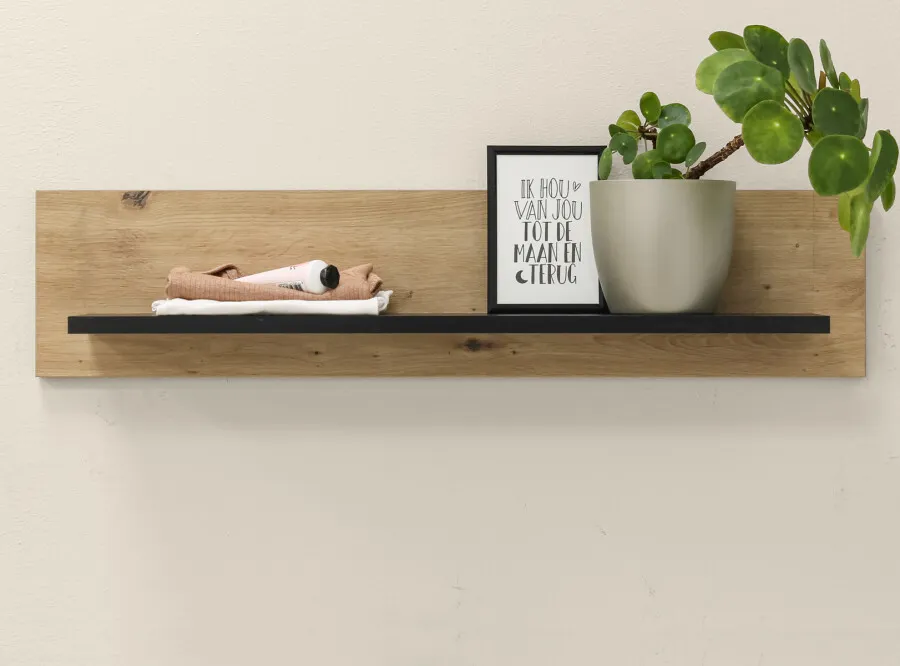 Półka ścienna XENA 80 cm efekt dębu/czarna - BAN_XEN-3