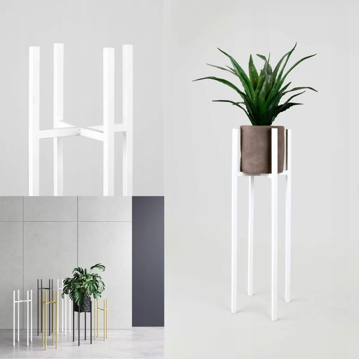 Kwietnik-stojak na donice metalowy ANGERS M biały - LD_TZ000123