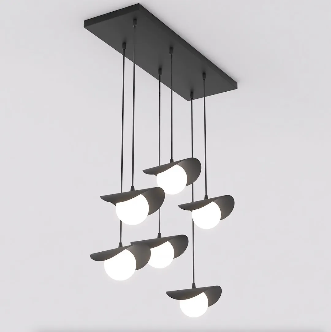 Lampa wisząca metalowa RITUAL 6 czarna — zdjęcie 3