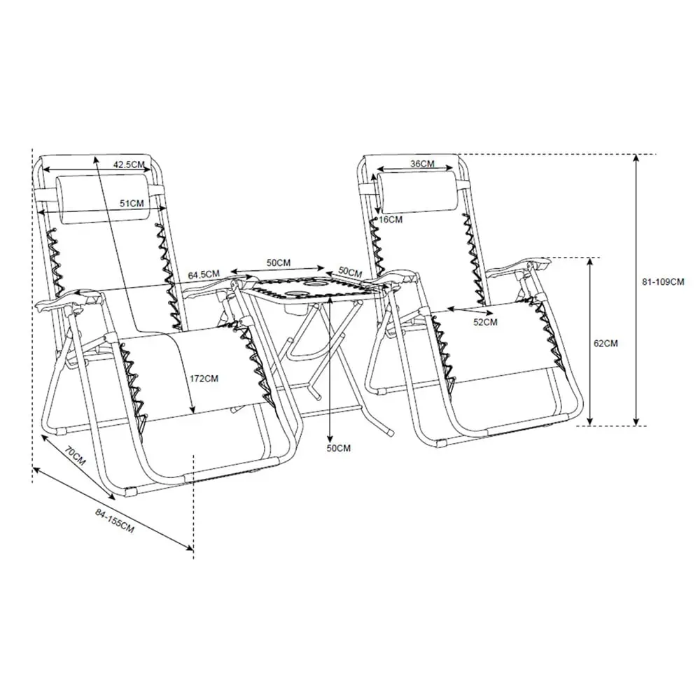 Zestaw 2 leżaków + stolik kawowy DELUX zielony - MI_5905610252403