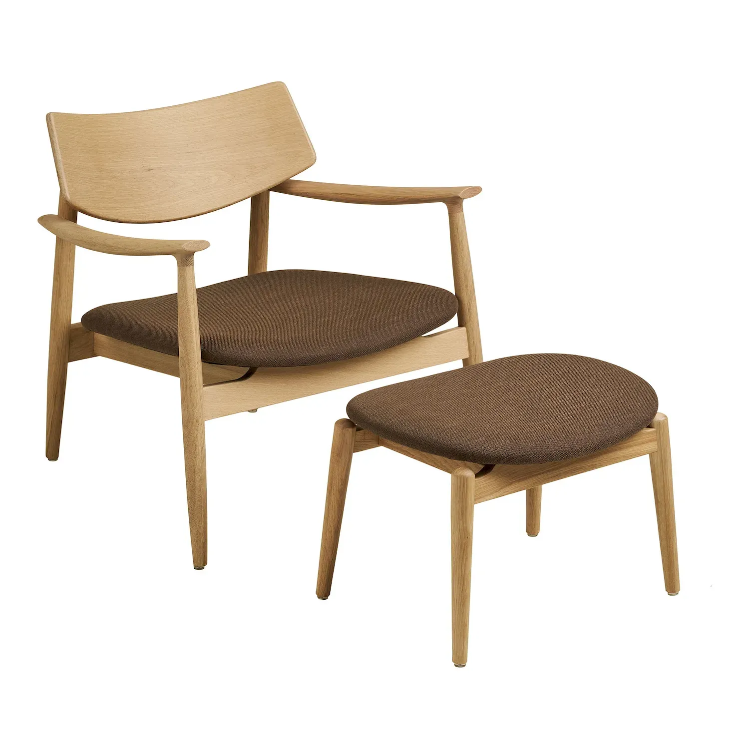 Zestaw wypoczynkowy OLVERA Fotel z tapicerowanym siedziskiem + podnóżek brązowy naturalny Zestaw wypoczynkowy OLVERA Fotel z tapicerowanym siedziskiem + podnóżek brązowy naturalny