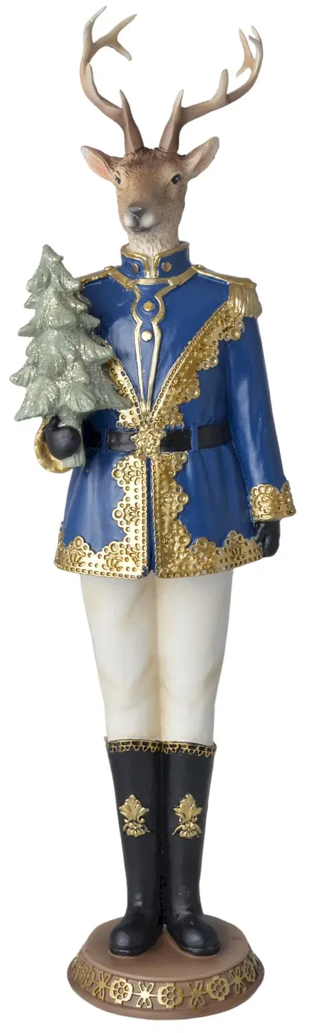 Figurka RENIFER Z CHOINKĄ niebieski