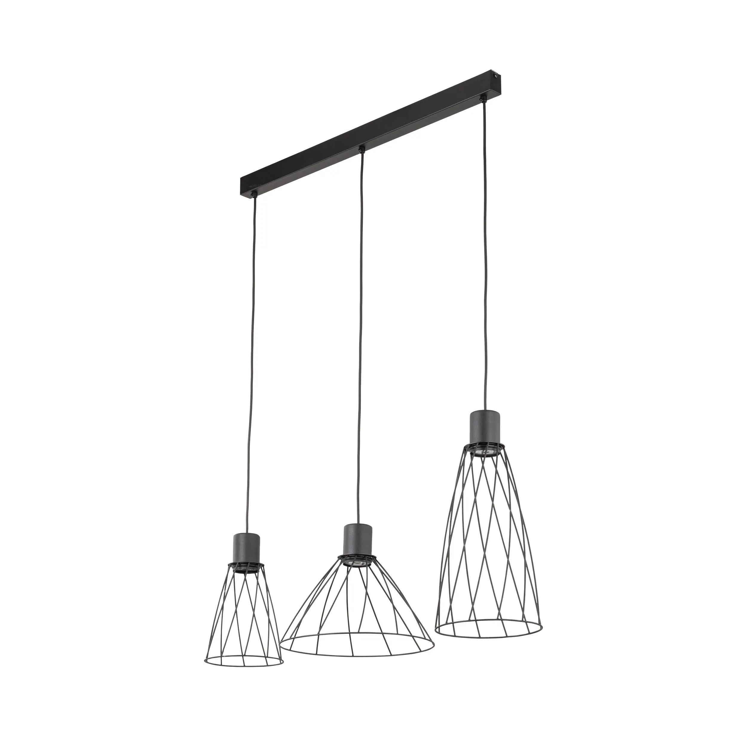Lampa wisząca MODESTO czarna różnokształtne metalowe klosze 140x82x29cm - TK_10149