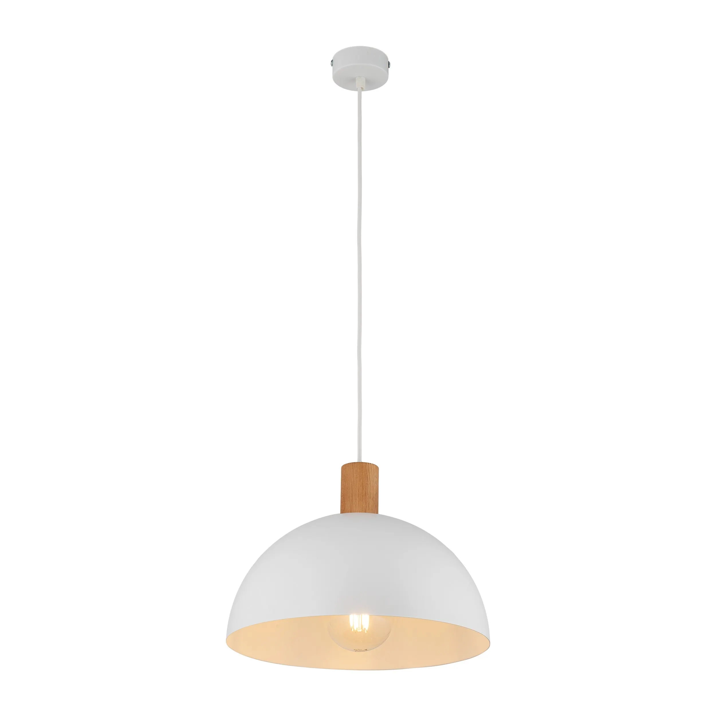 Lampa wisząca OSLO biała z drewnianym elementem okrągła 170x33cm - TK_4851
