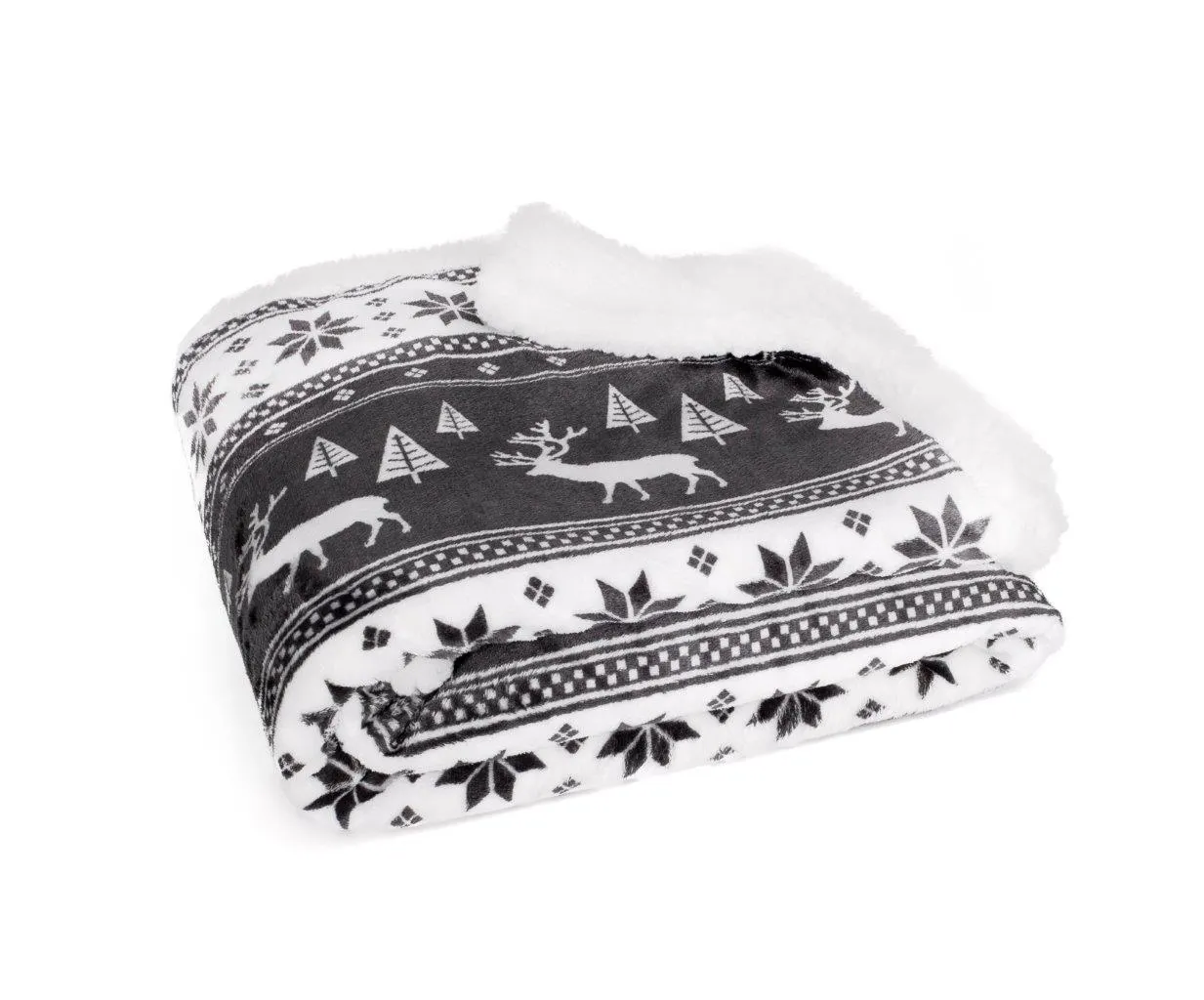 Koc świąteczny dwustronny SACO 127x152 popielaty - FARO_5907750597987