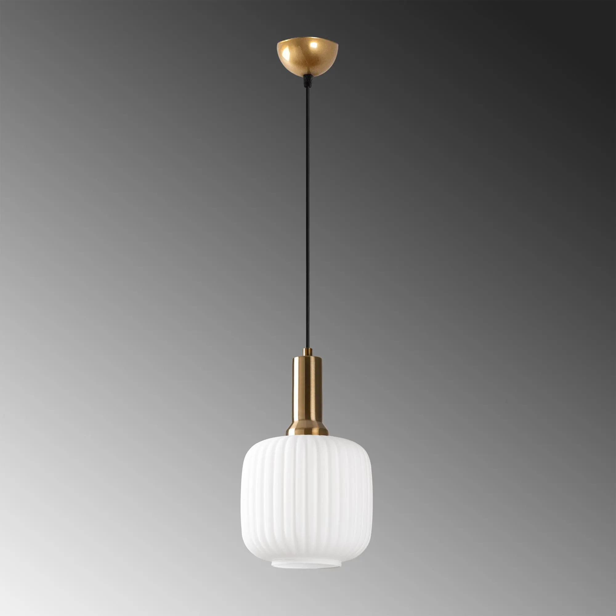 Żyrandol ASKER ryflowany klosz złoty biały - ASI_521SHN3584