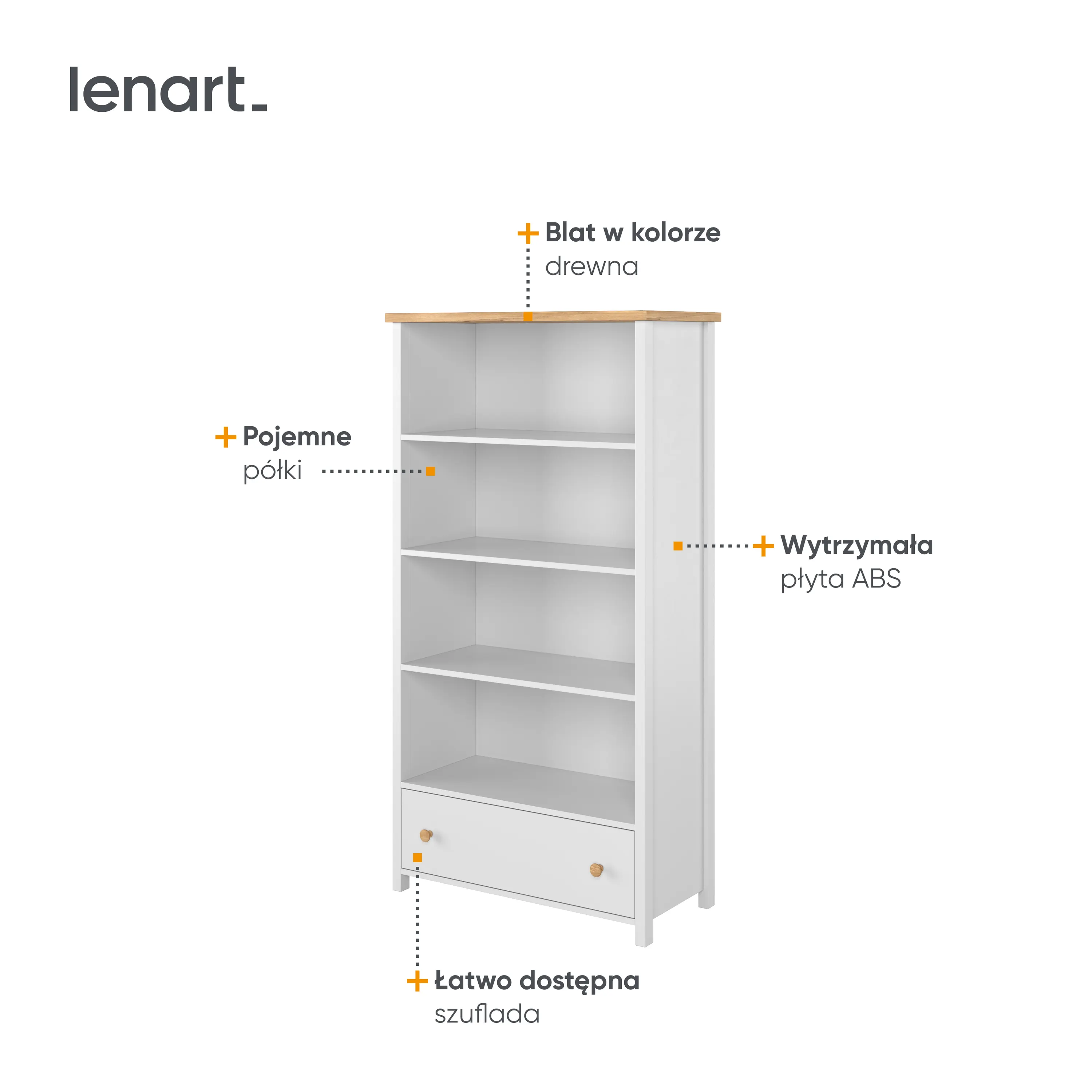 Regał Story SO-02 - regał 1s - biały/dąb nash - SO2BDN