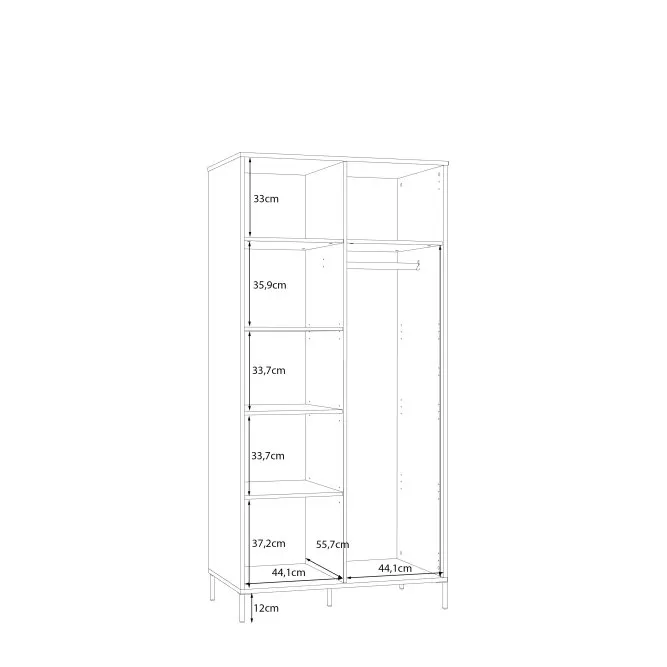 Szafa 2-drzwiowa SALVATRICE z półkami i drążkiem beżowa - SVTS821-U60