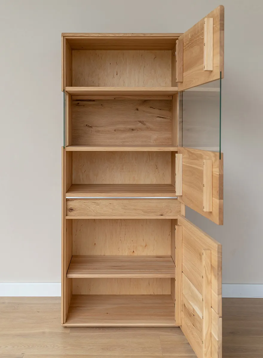 Witryna drewniana szklana DIVISIONE z oświetleniem prawa dąb olejowany - ZIDIV03R