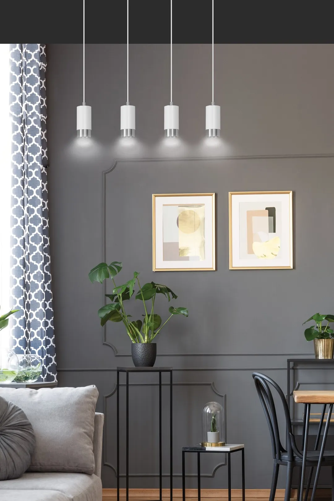 Lampa wisząca FUMIKO Biały/Chrom 814/4 - 814/4