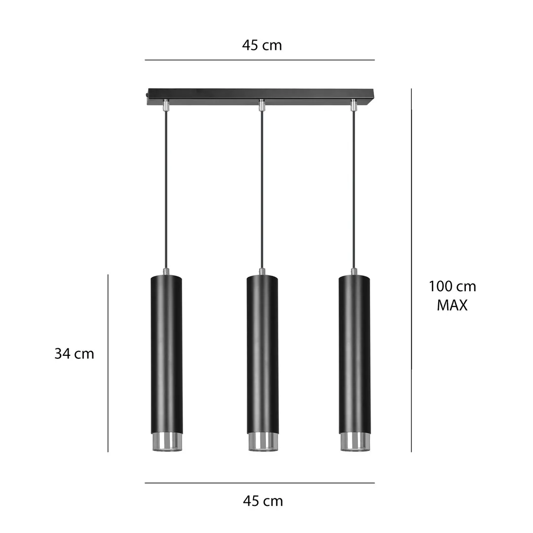 Lampa wisząca KIBO 3 czarny chrom — zdjęcie 8