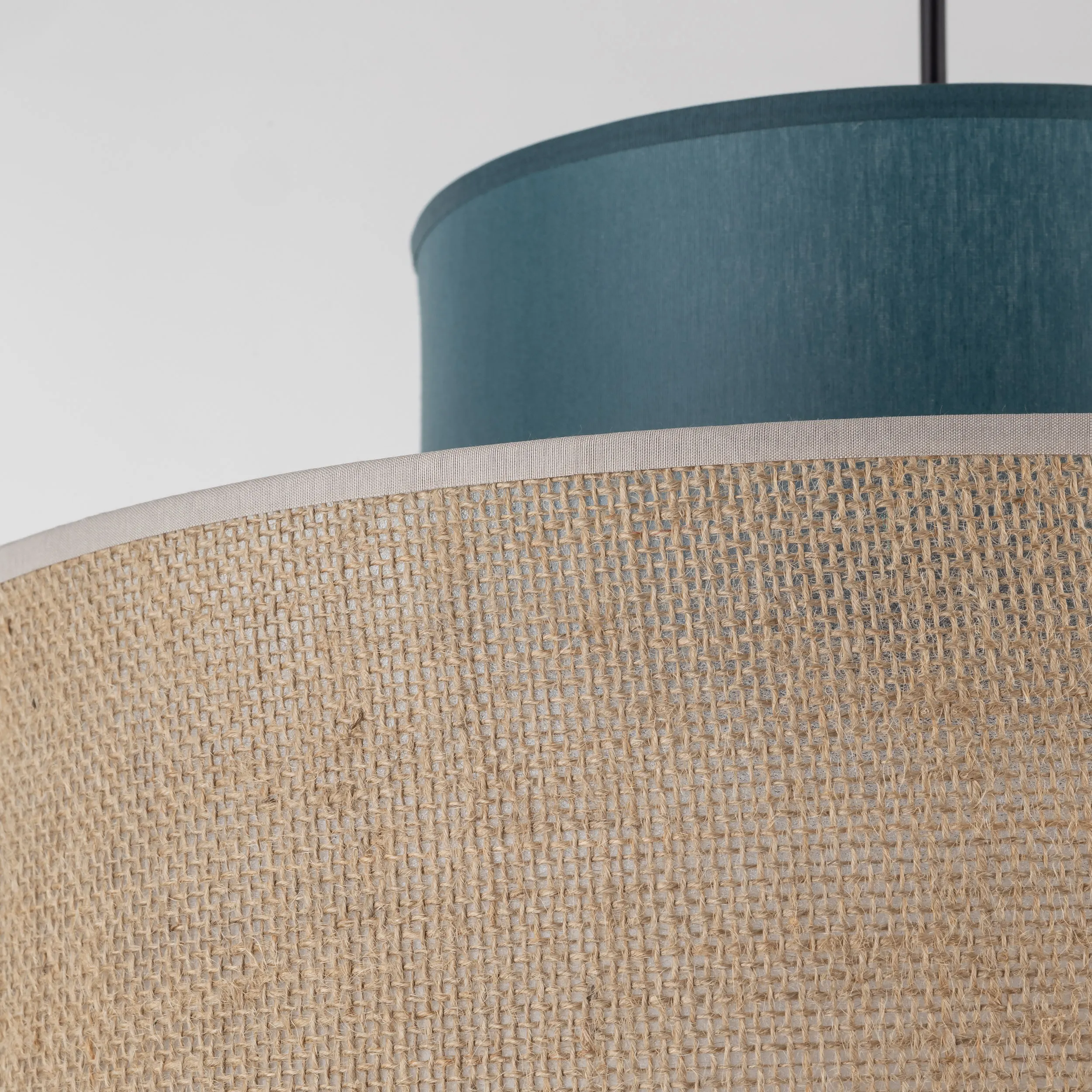 Lampa wisząca DUO JUTA brązowa zielona na czarnej podstawie i przewodzie 170x38cm - TK_3256