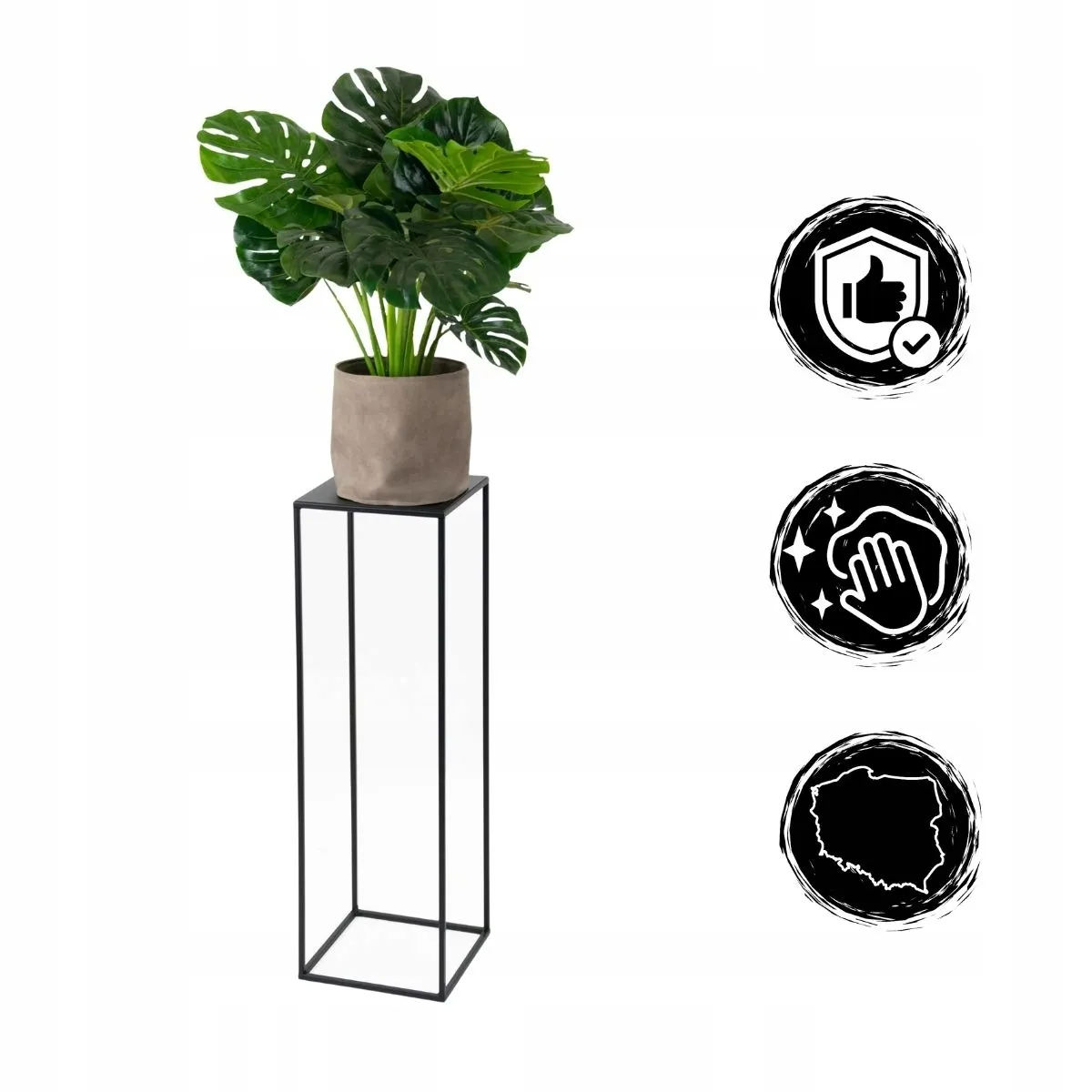 Kwietnik stojący metal drewno BREST L czarny - LD_TZ000156