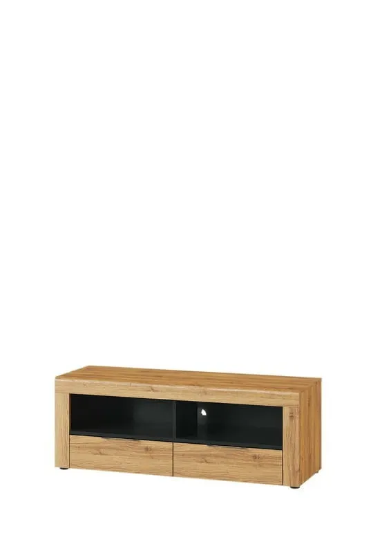 Szafka RTV KAMA 24 z szufladami dąb camargue czarna 119x44x40cm Szafka RTV KAMA 24 z szufladami dąb camargue czarna 119x44x40cm