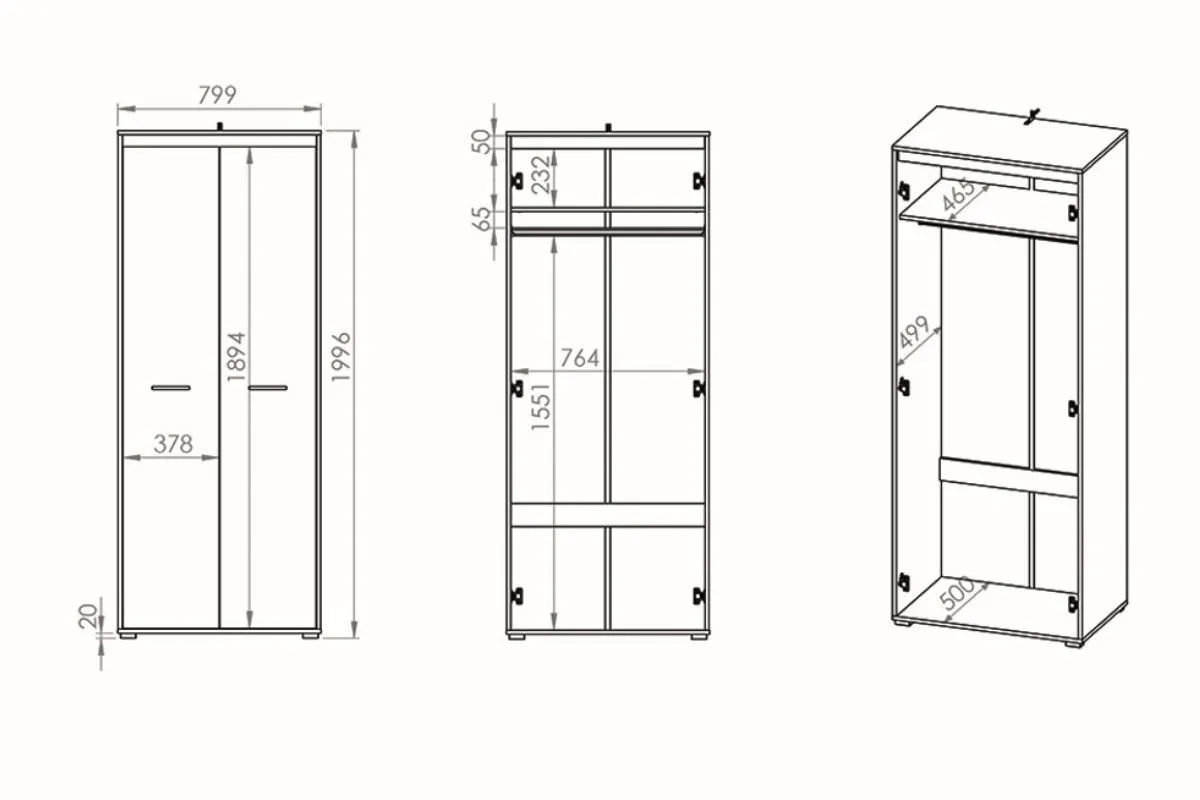 30455-szafa-avo-02-2-drzwiowa-sonoma-jasna-ml-meble Szafa AVO 02 2-drzwiowa sonoma jasna - 1AVO02-001