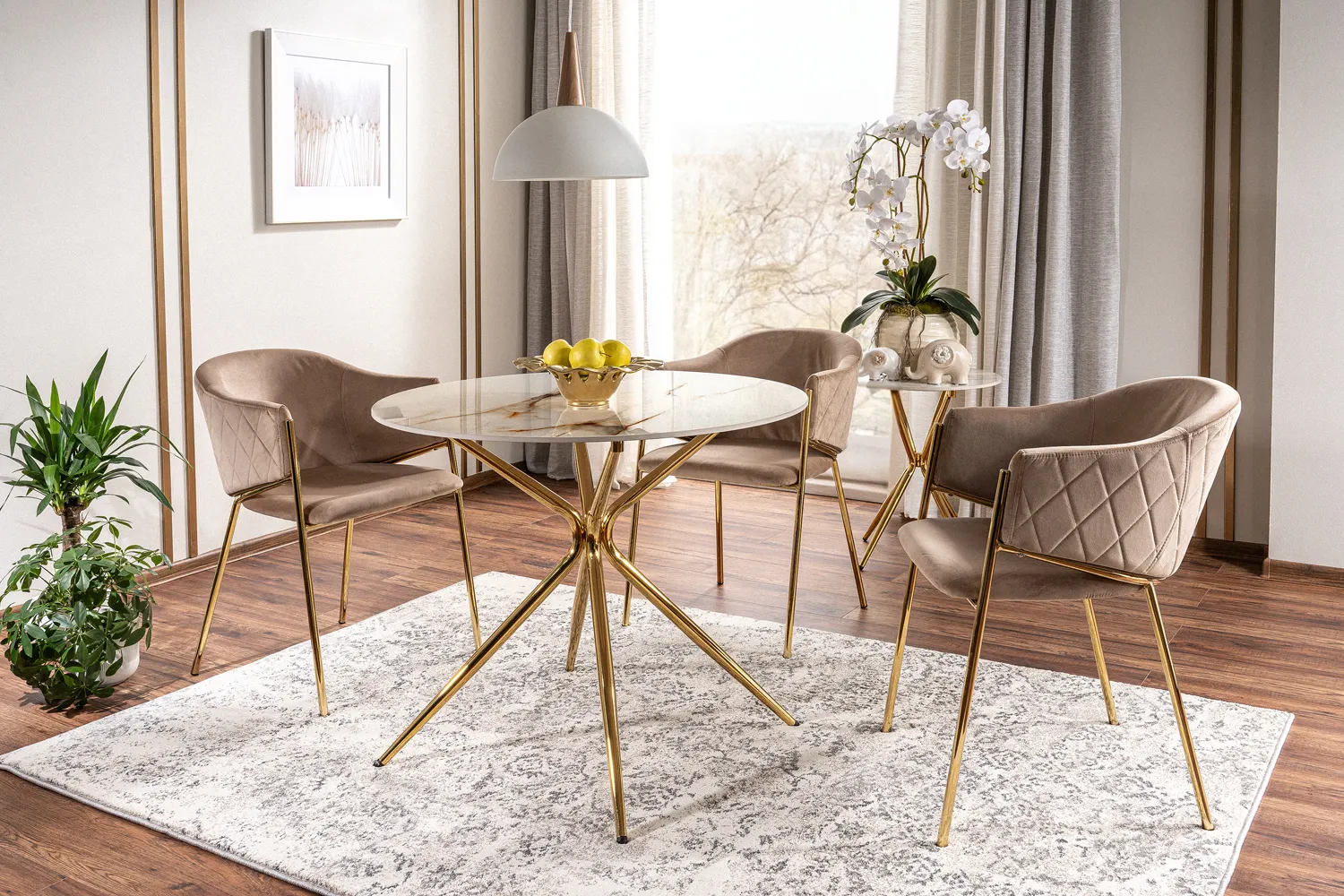 STÓŁ AZALIA CERAMIC BIAŁY/ZŁOTY FI 90 - AZALIABZLFI90