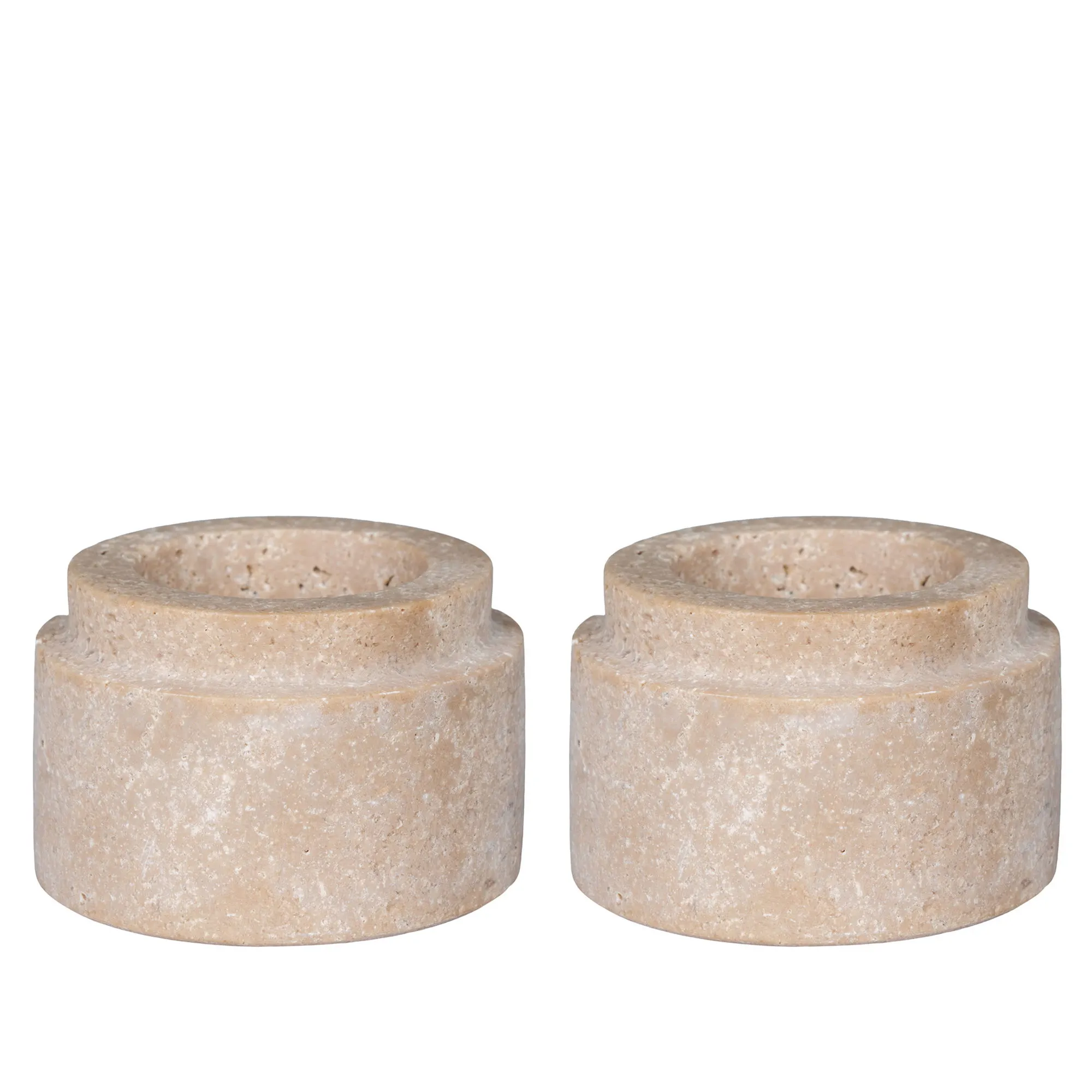 Świecznik TEALIGHT zestaw 2 sztuk trawertyn beżowy