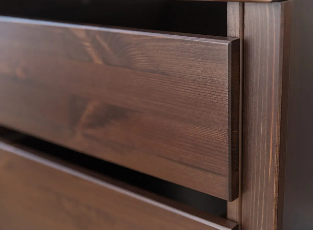 Moduł do szafy z szufladami ROSELLA 116x62 drewno sosnowe ciemny brąz - SKROS08