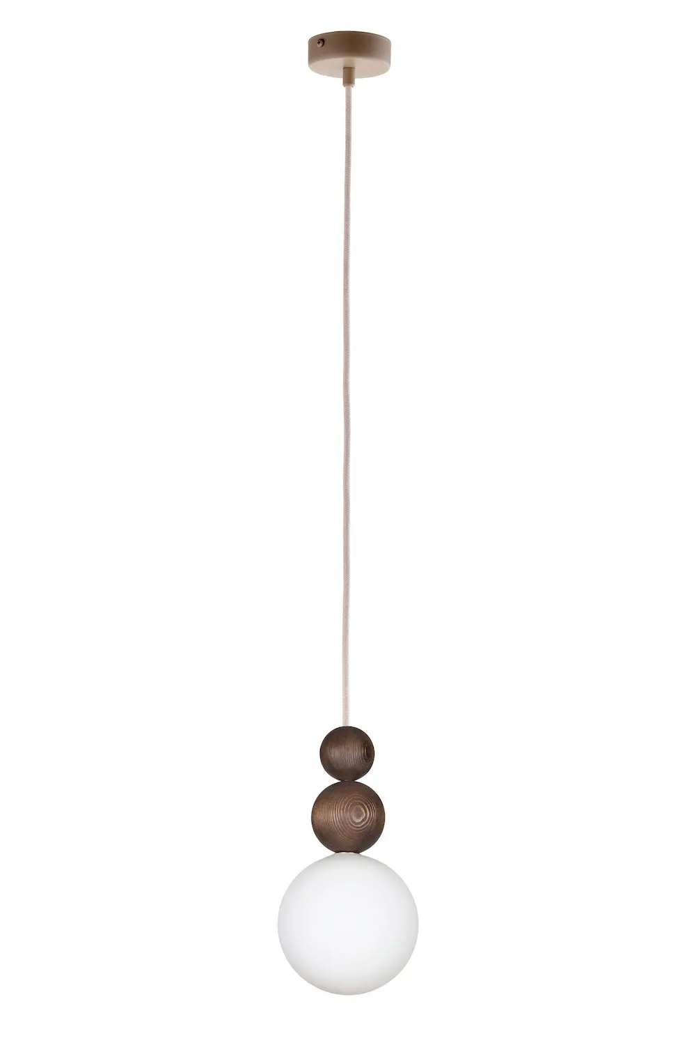 lampa wisząca, kuleczny wisząca, drewniane koraliki, szklana kula, metalowy montaż