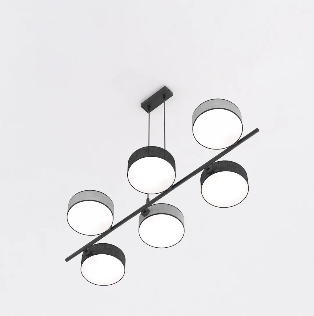 Lampa wisząca DRUMZ 6 MIX2 abażur czarny szary - 1567/6