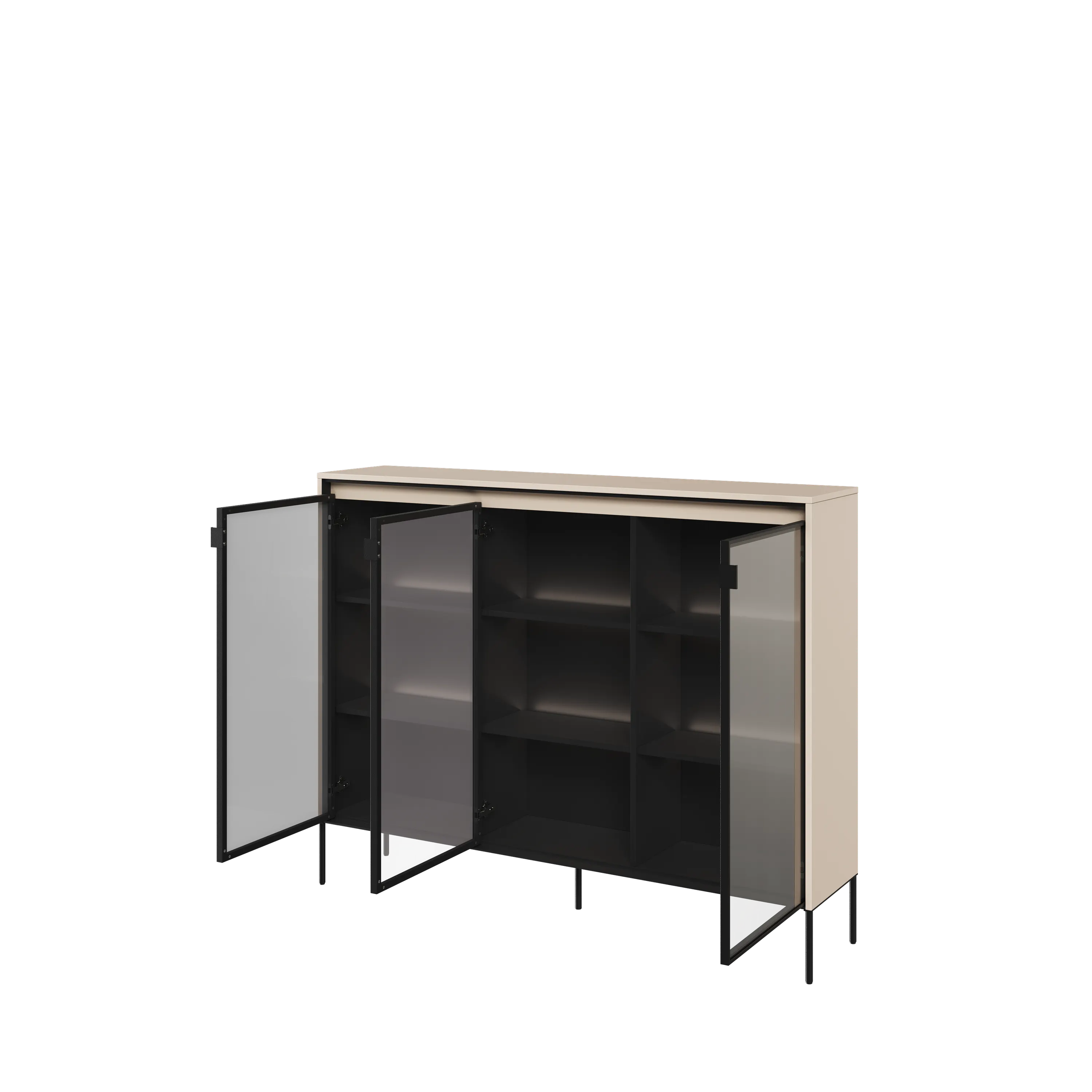 Niska witryna z oświetleniem TREND TR-08 3D beż piaskowy/czarny - TR8BPC-V2