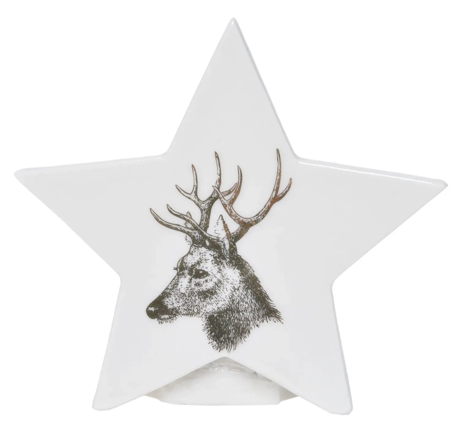 Świecznik porcelanowy GWIAZDKA Z RENIFEREM biały Świecznik porcelanowy GWIAZDKA Z RENIFEREM biały