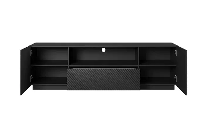 Szafka RTV ASHA 167 - czarny mat - ryflowany front - cokół — zdjęcie 2