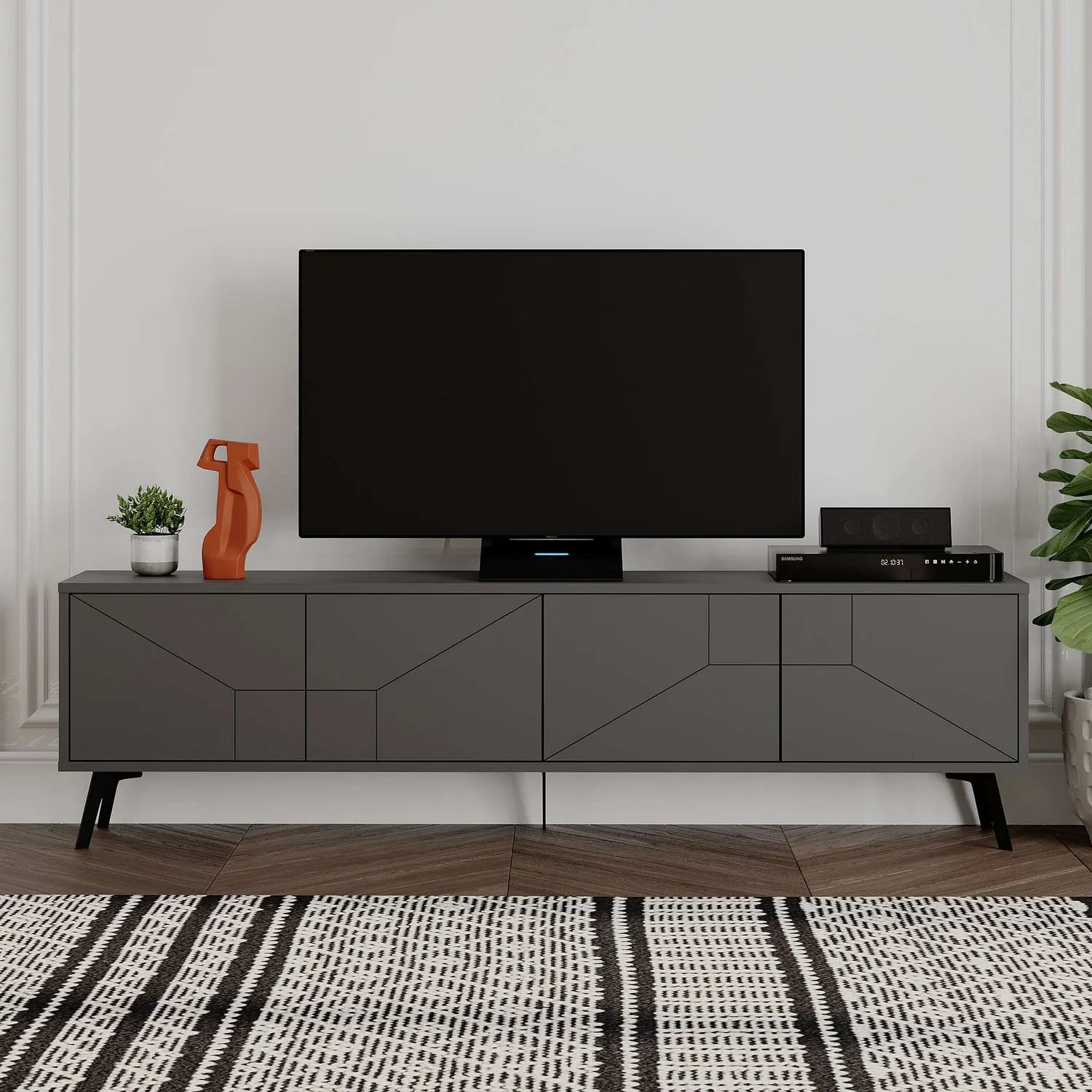 Szafka RTV 4-drzwiowa DUNE 180 cm antracytowa