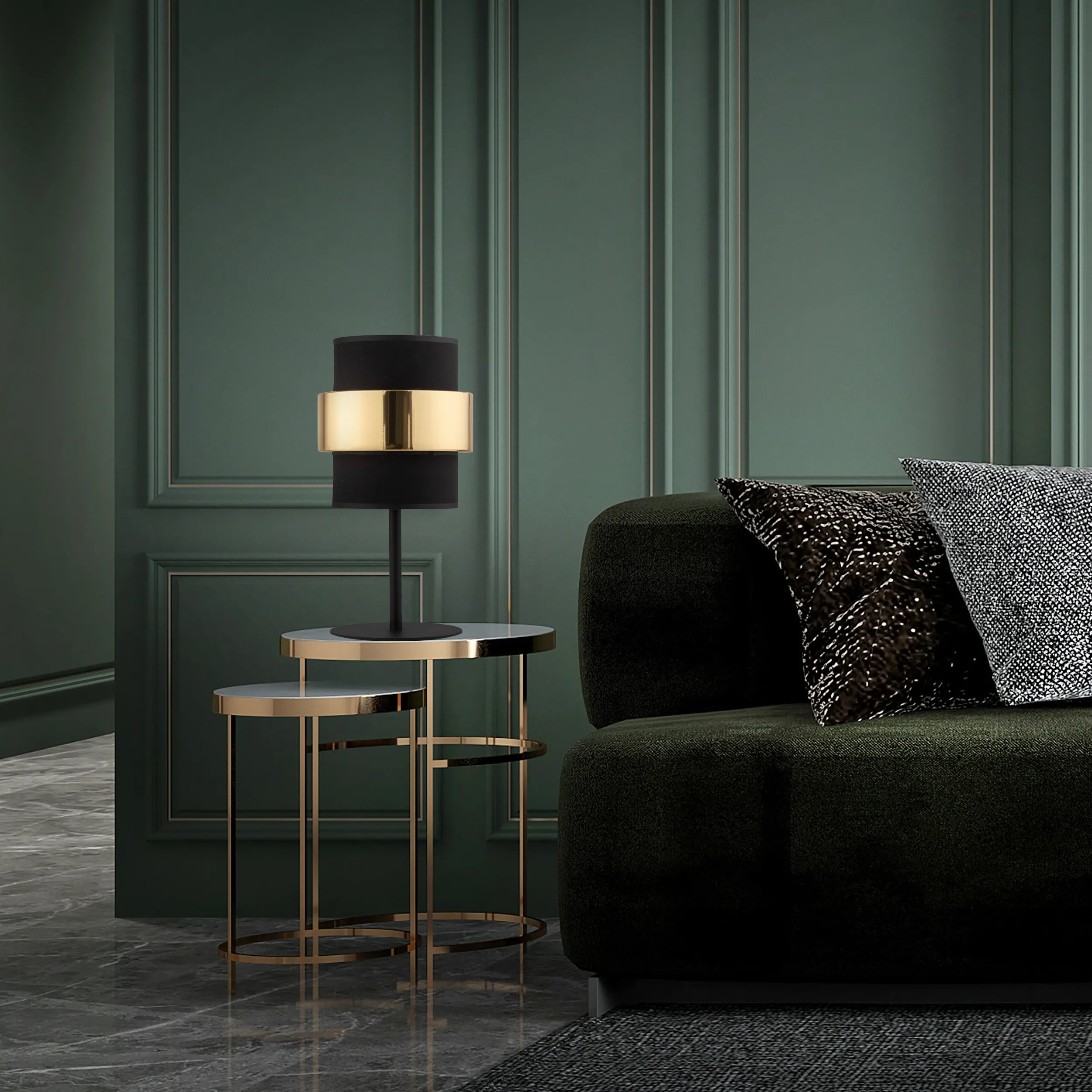 Lampka nocna CALISTO czarna ze złotym elementem oraz wnętrzem 38x20cm - TK_4705