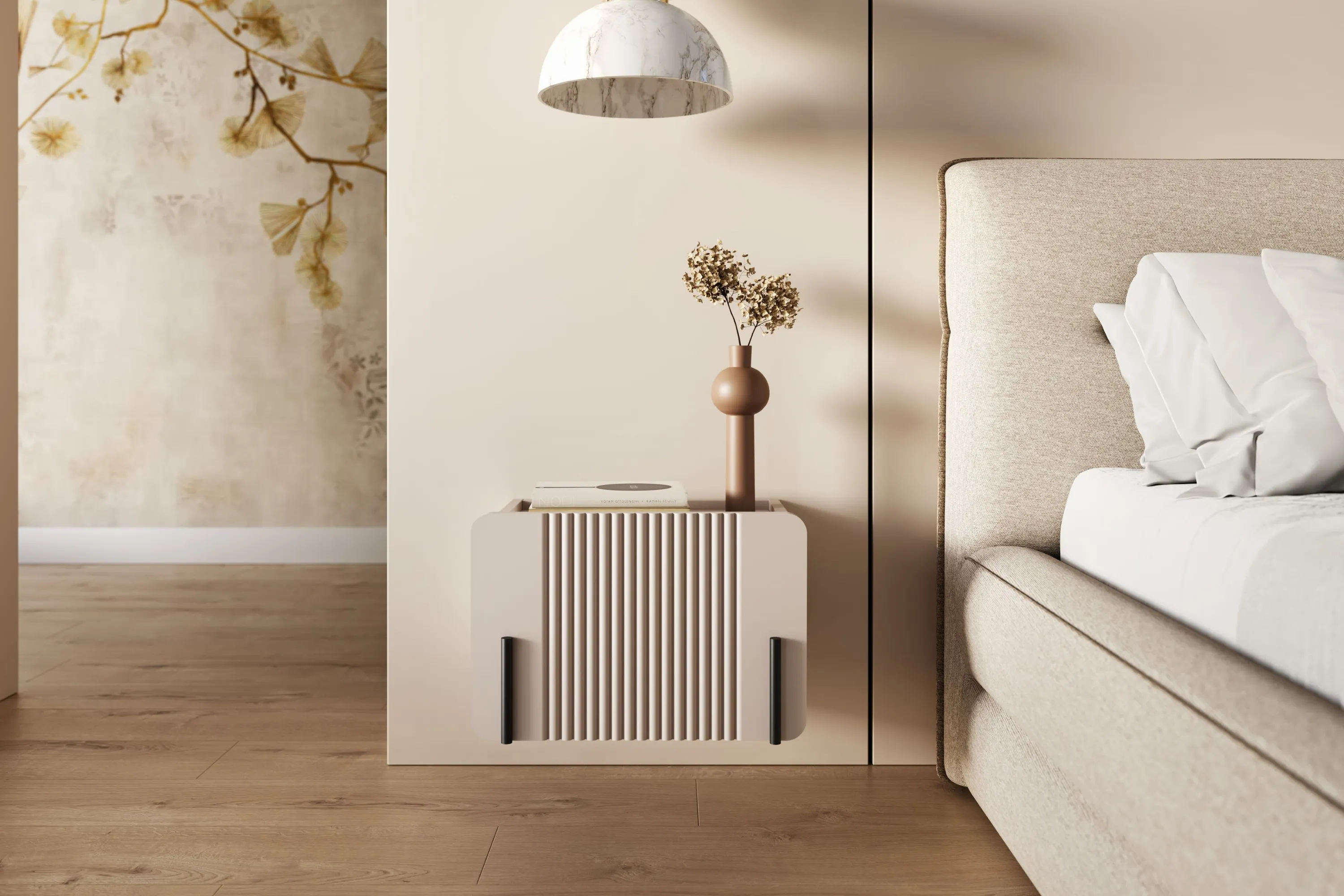 Szafka nocna wisząca z 1 szufladą MALMI 45cm - kaszmirowy - czarny - B_167004