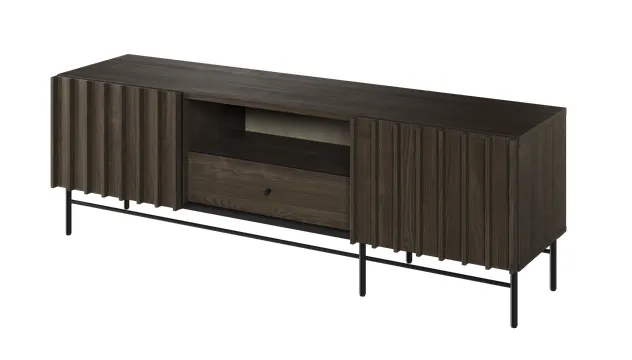 Szafka RTV z lamelami Piemonte PE-03 165cm jesion portlandzki/czarny