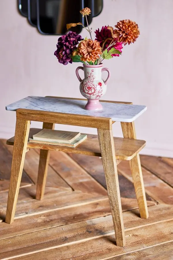 stolik, taboret, top marble, doniczka na kwiaty, drewno bukowe