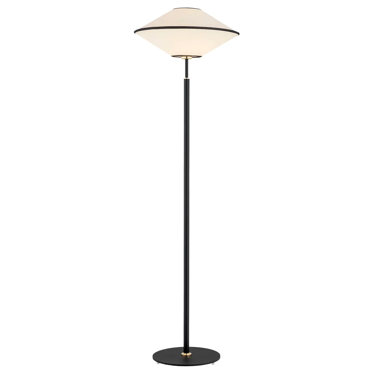 Lampa podłogowa TROY czarna mosiądz bezowy 154x45cm