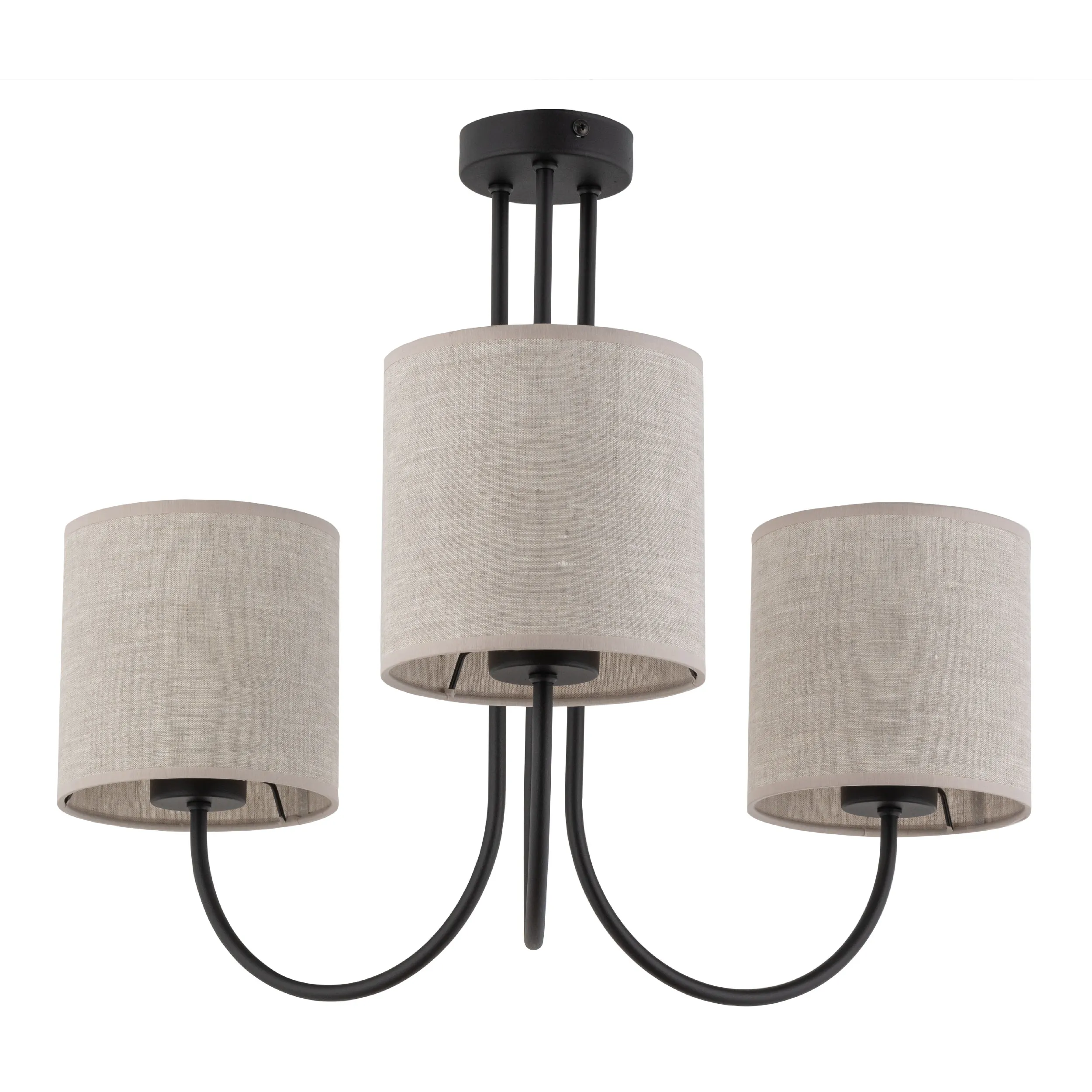 Lampa sufitowa TORENS czarna z brązowymi kloszami z tkaniny 57x49cm