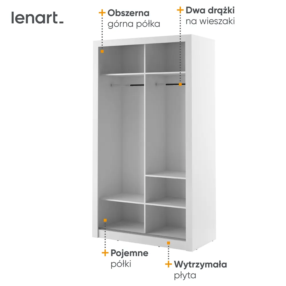 Szafa 2-drzwiowa ARTI AR-06 120cm biała — zdjęcie 8