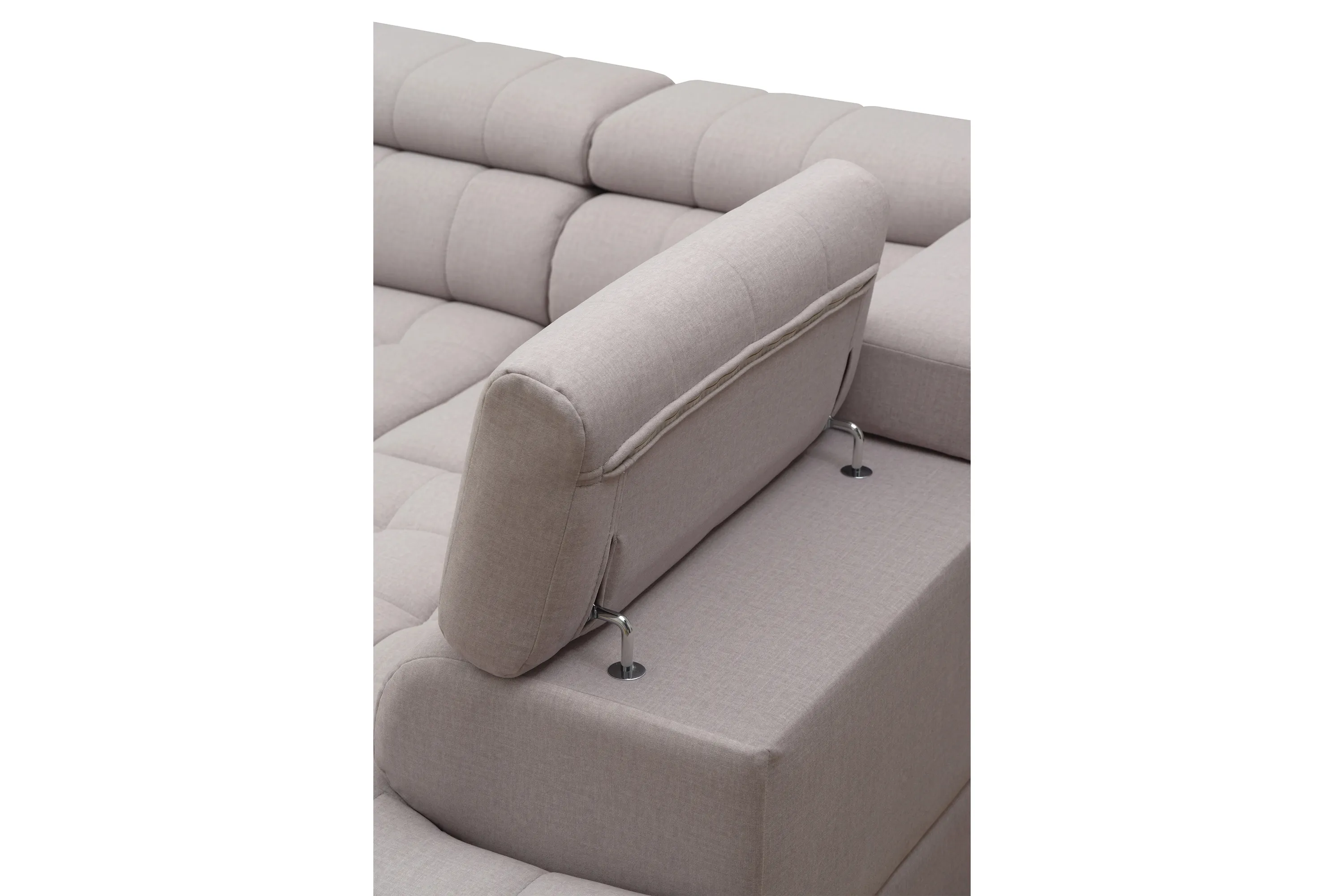 Narożnik prawostronny VALORIS L regulowane zagłówki i podłokietniki tkanina Maya 01 beżowy - B_162433