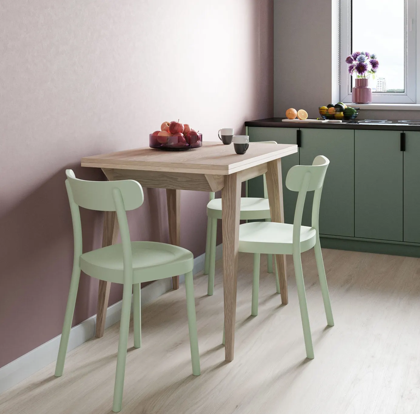 Stół drewniany rozkładany ENVELOPE 60x95-130cm czarny jesion naturalny - NRGBTE_ASH_BLACK