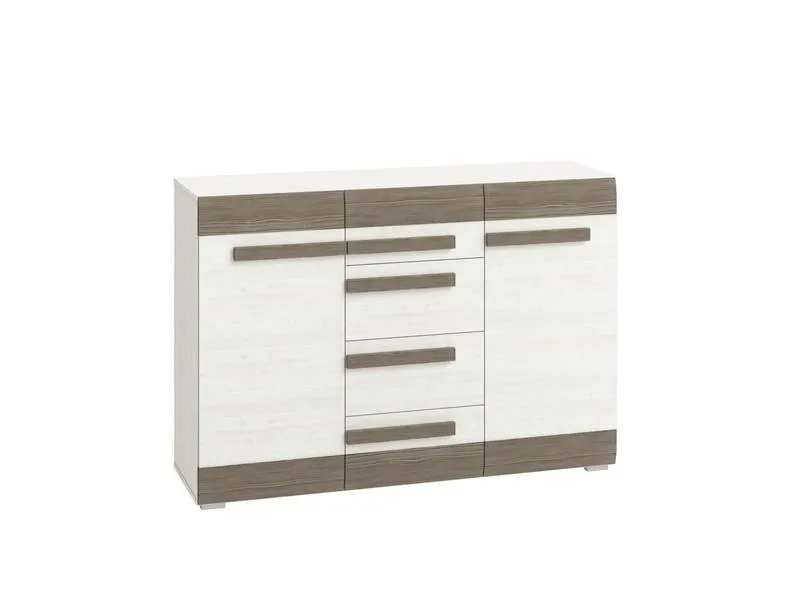 Komoda 2-drzwiowa z szufladami BLANCO 07 sosna śnieżna 138 cm — zdjęcie 2