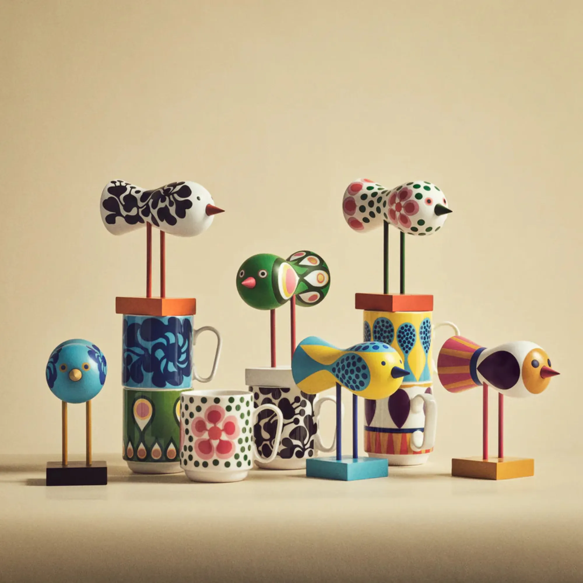 image figurki, dekoracja, kolorowe, ceramiczne, kolorowy wzór