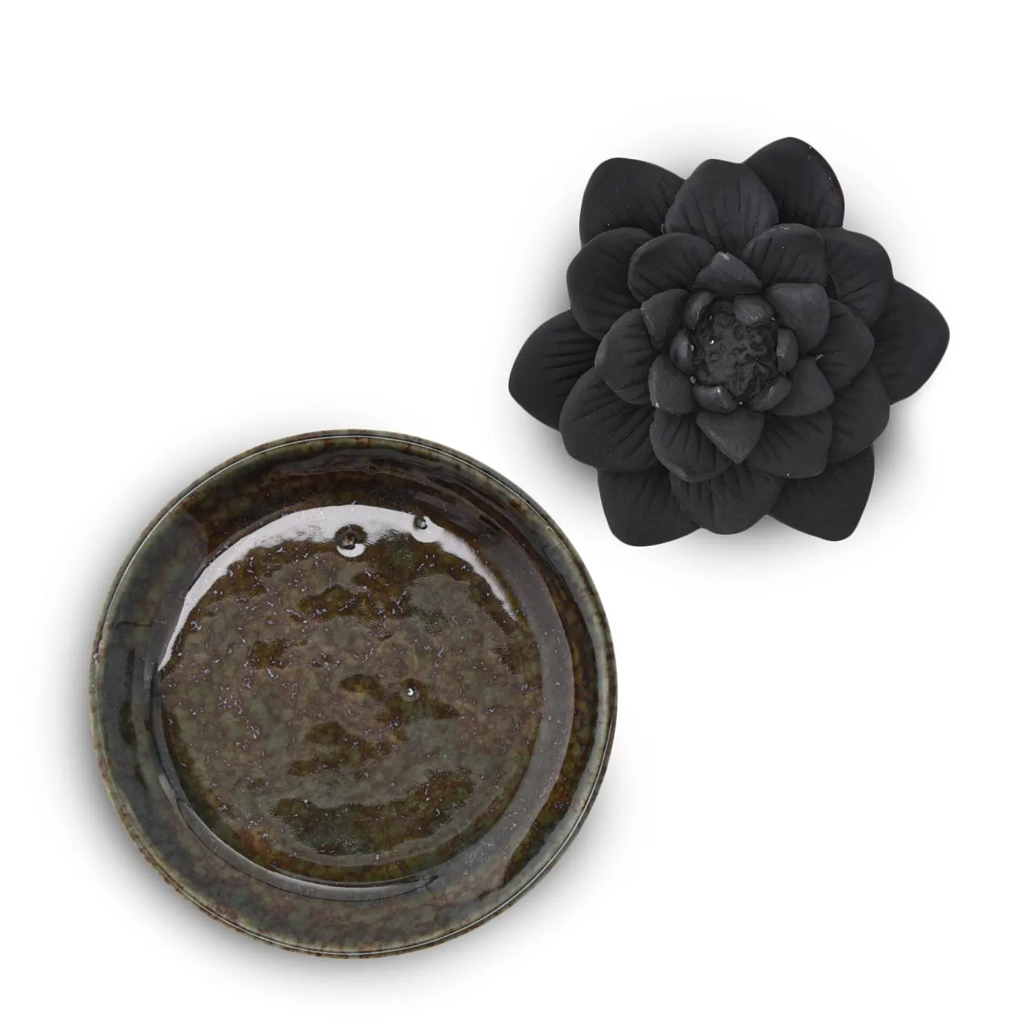 image ceramiczny talerz, czarny kwiat, akcesorium kwiatowe, ceramiczny talerzyk, dekoracyjny talerz