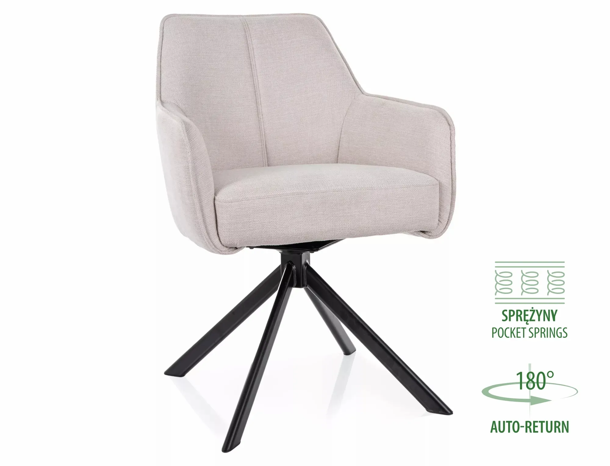 Krzesło obrotowe NOTTI BREGO 22 jasnobeżowy czarny stelaż