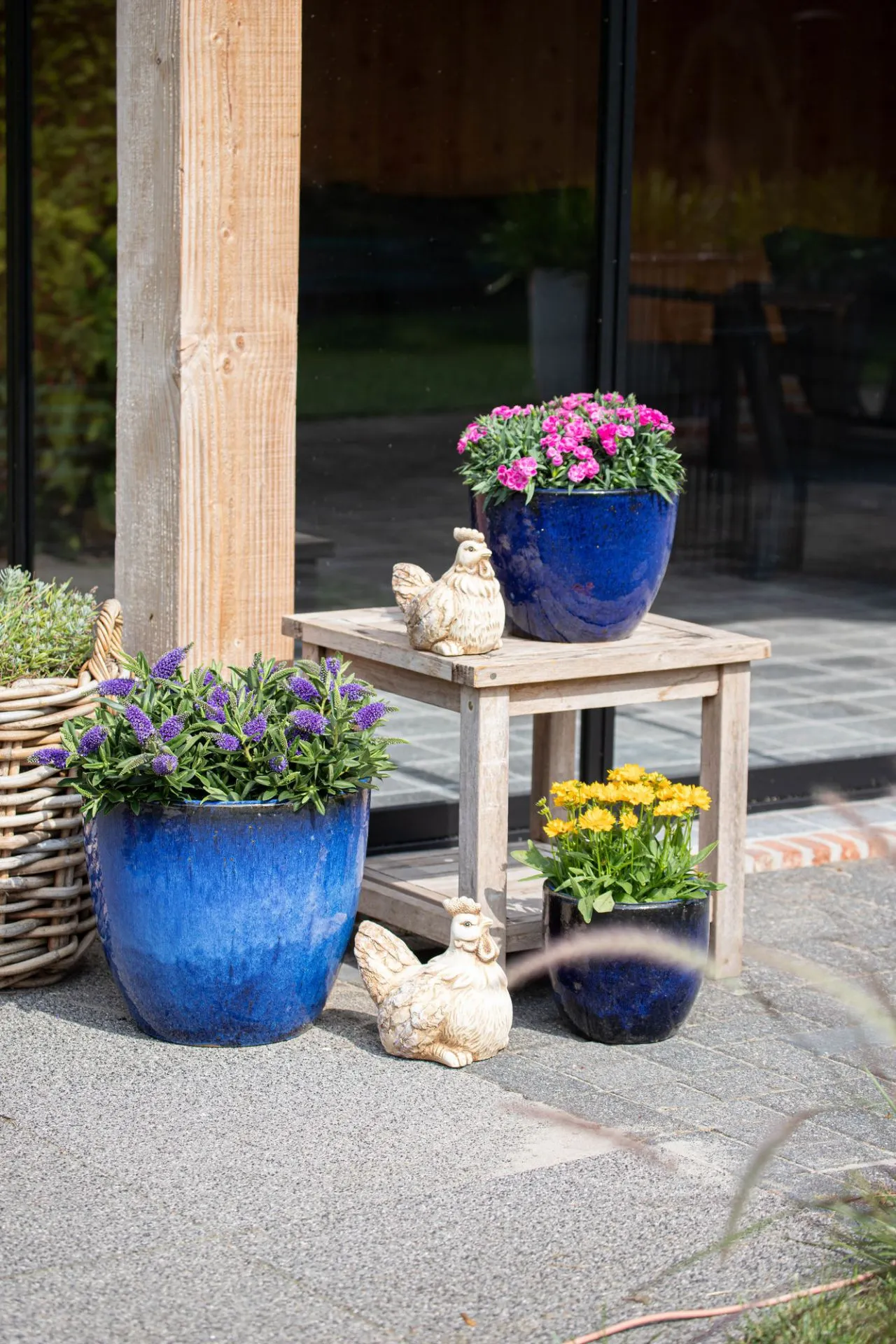 Donice ceramiczne D23 Zestaw 3 sztuk - niebieski - CI_9947