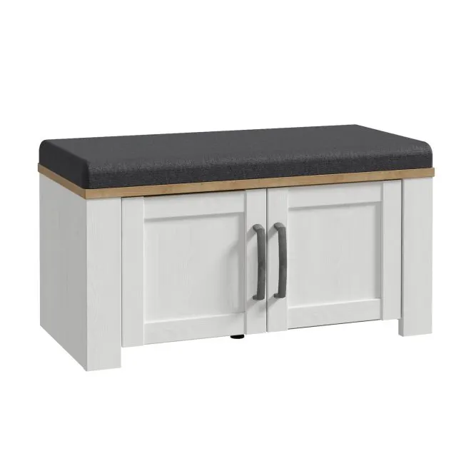 Szafka na buty CHISBURY z tapicerowanym siedziskiem - dąb riviera, modrzew jasny sibu Szafka na buty CHISBURY z tapicerowanym siedziskiem - dąb riviera, modrzew jasny sibu