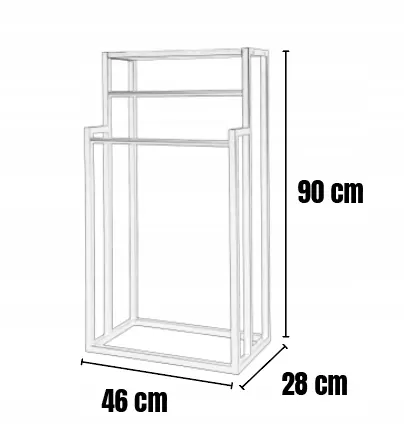 Wieszak na ręczniki metalowy TYLON 46x28x90 czarny naturalny - LD_TZ000383