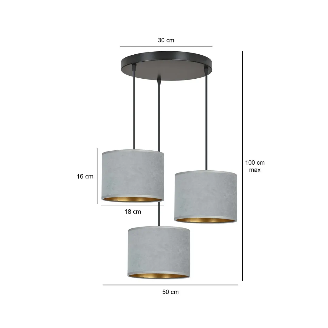 Lampa wisząca HILDE 3 PREM czarny szary — zdjęcie 5